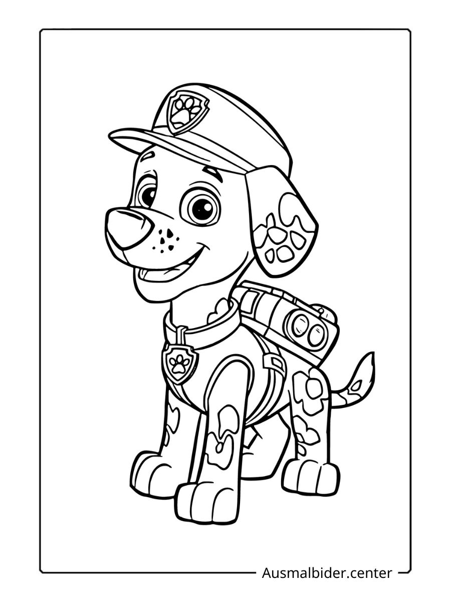 Ausmalbild Paw Patrol Marshall, bereit für den Einsatz