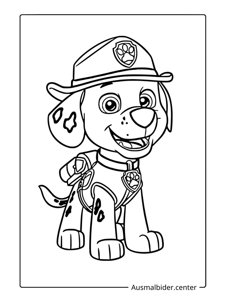 Ausmalbilder Paw Patrol Marshall fröhlich